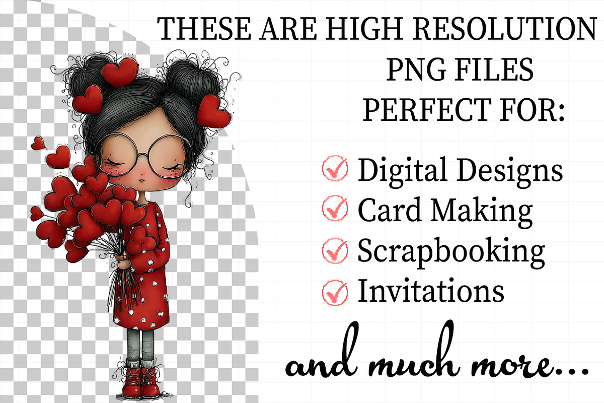 Quirky Valentine Girl Clipart, an Illustration by Daily.Designs (Photo 2 of 5)