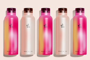 Five Metallic Bottles Set Mockup, a Household Mockup by Hubzway