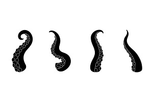 Black octopus tentacles set, an Animal Illustration by GraphiShop