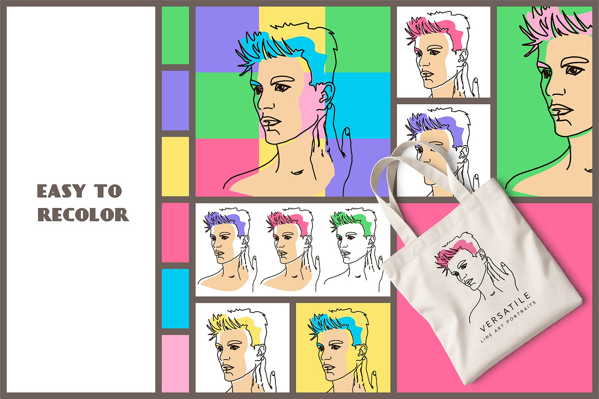 Male Face Line Art Portraits, a Person Illustration by statica (Photo 6 of 11)