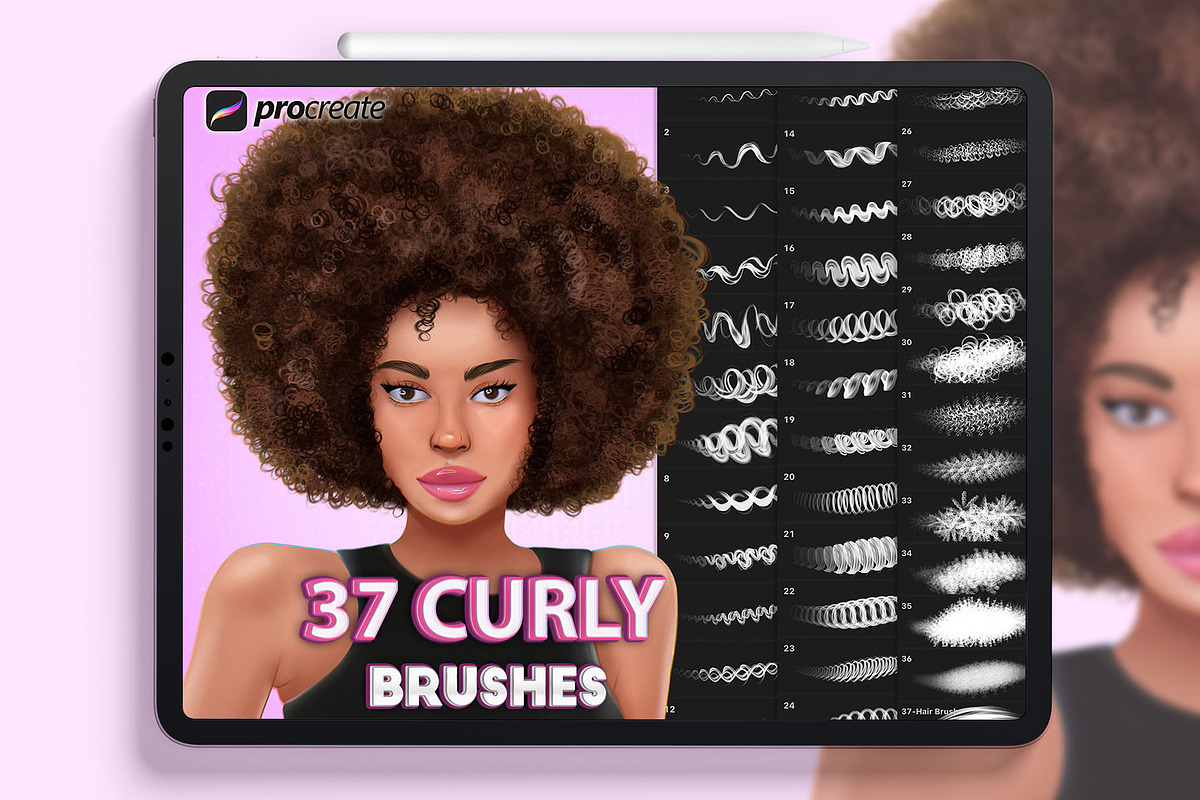 Procreate curly hair brushes, a Brushes & More by KsTumanova (Photo 1 of 4)
