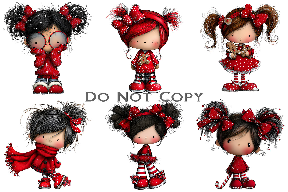 Quirky Christmas Girl Clipart, an Illustration by Craft Nest (Photo 7 of 8)
