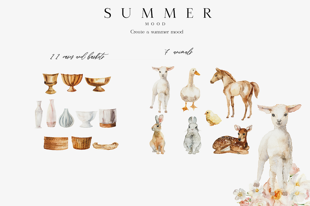 NEW! SUMMER MOOD - watercolor set, a Seasonal Illustration by Youksy (Photo 9 of 14)