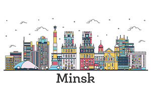 Outline Minsk Belarus City Skyline