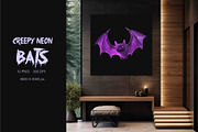 Creepy Neon Bats. Halloween Mascot., an Animal Illustration by KENO Mascots (Thumbnail 7 of 10)