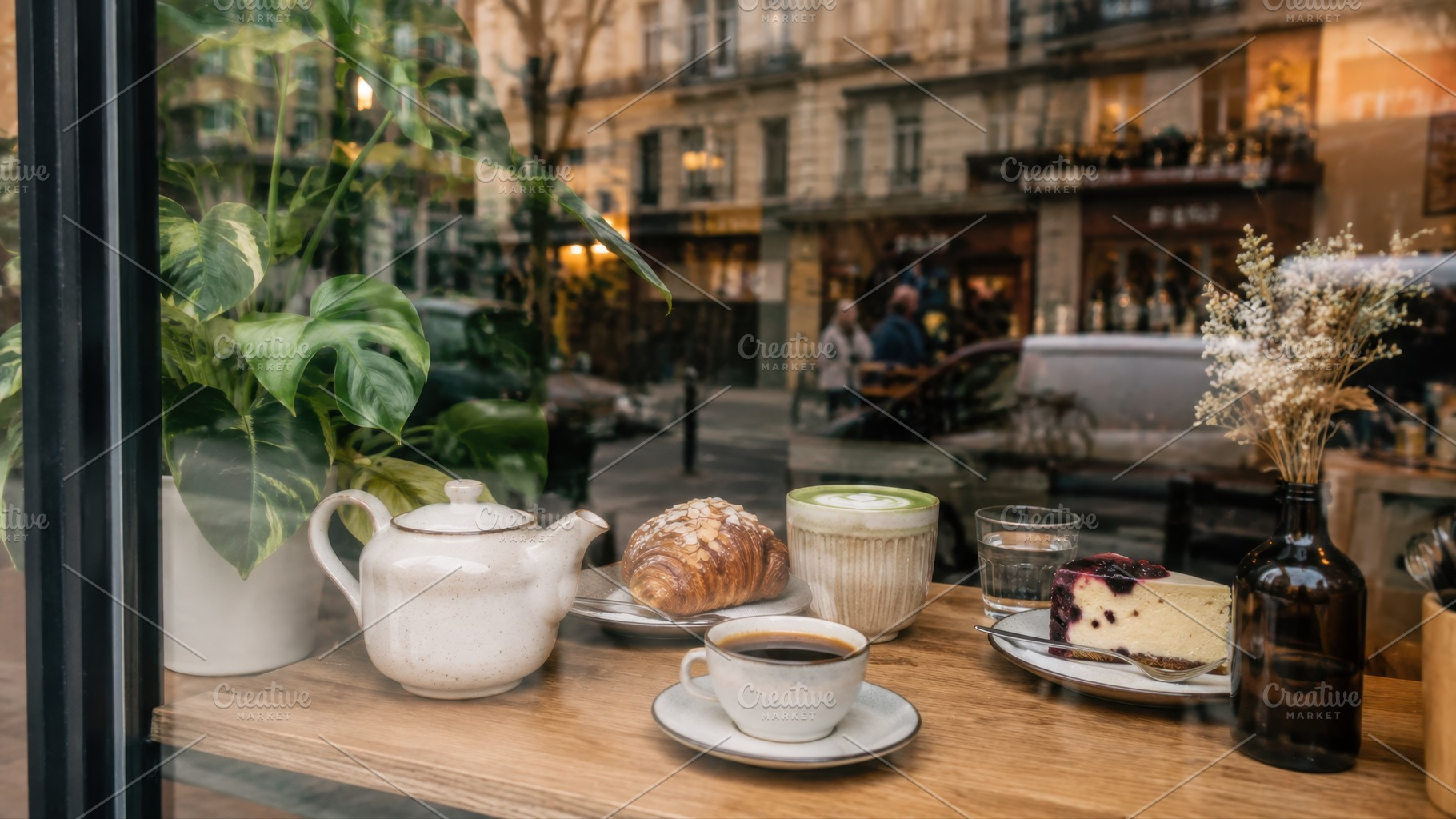 Coffee and pastry at a city caf, a Photo by Beautiful things