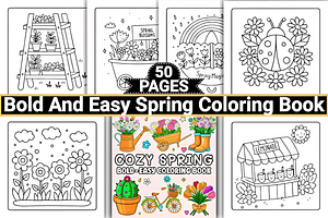 Bold and Easy Spring Coloring Book, a Decorative Illustration by Coco Bloom