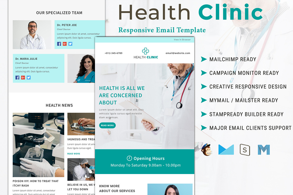 Health Clinic - Email Template, an Email Template by Pennyblack Templates