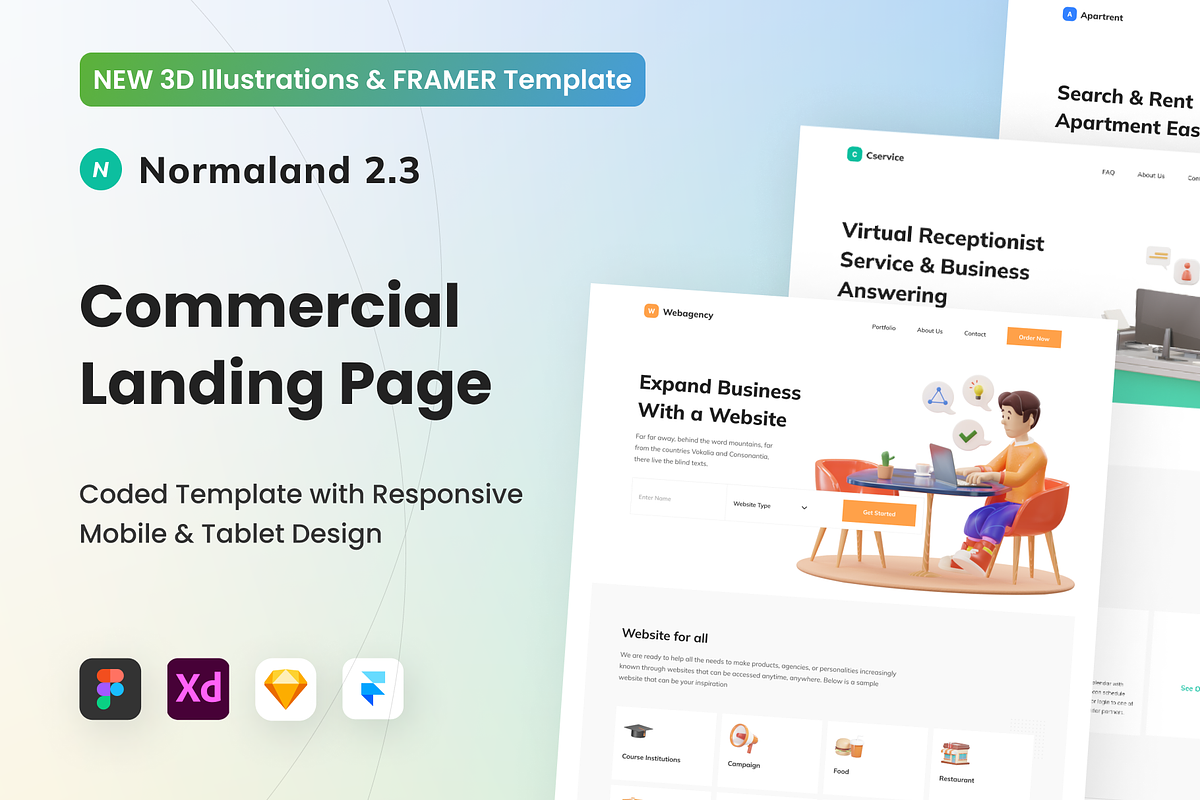 Normaland 2.3 Commercial with Framer, a Landing Page Template by Agensip Design Agency (Photo 1 of 10)