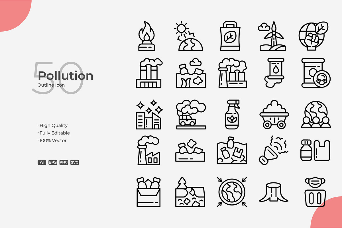 Pollution Outline Icons, an Icon by Bloodline