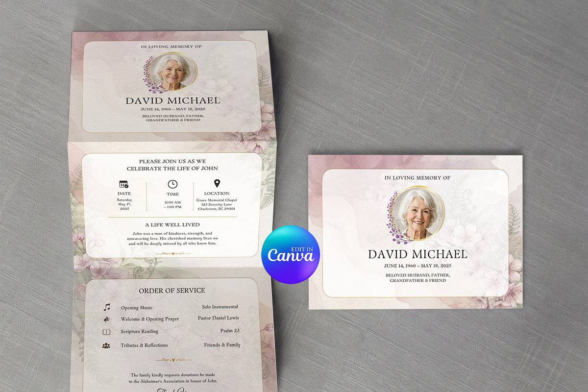 Lavender Floral Funeral Program, an Invitation Template by Arslan (Photo 2 of 3)
