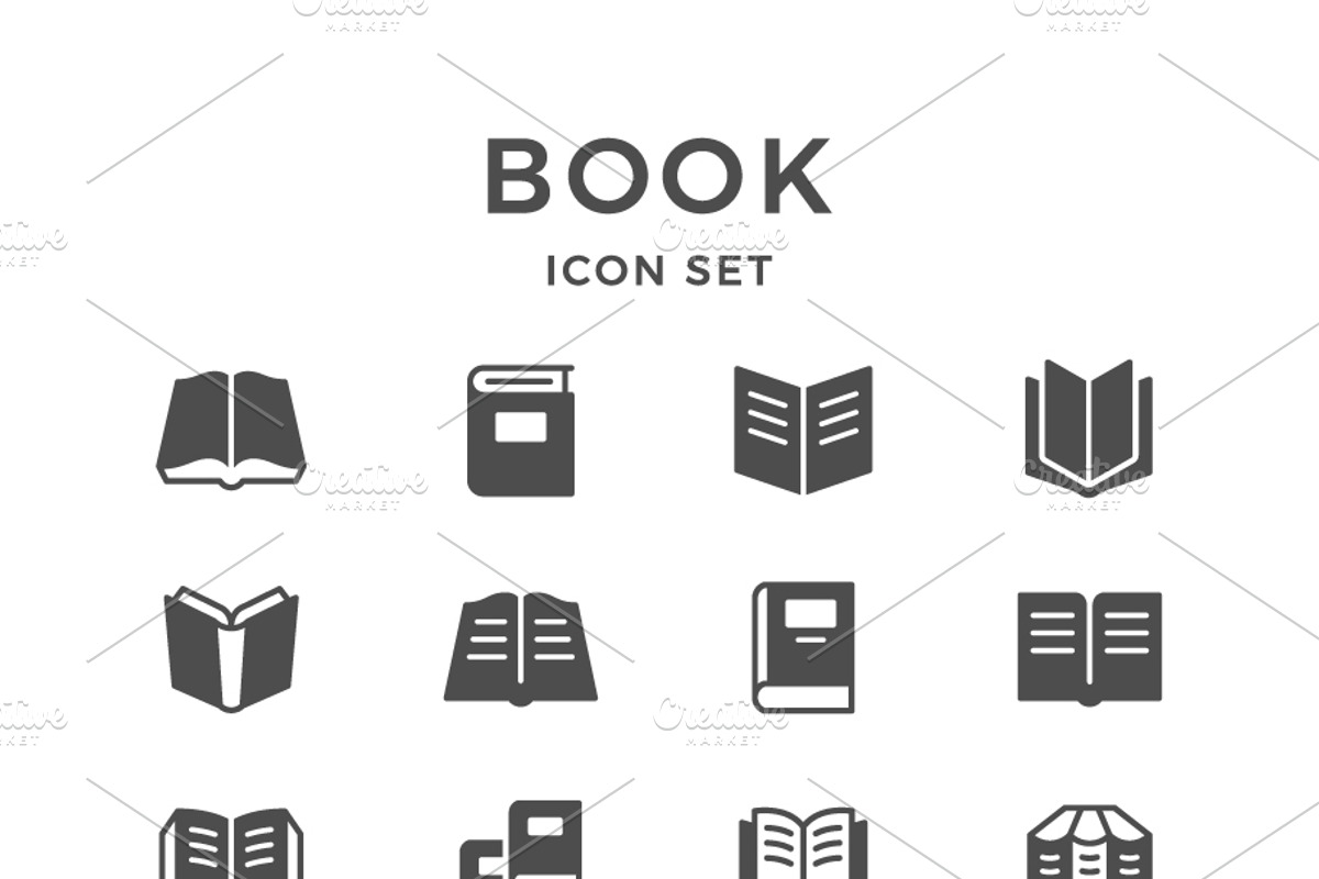 Set icons of book, a Solid Icon by motorama (Photo 1 of 2)