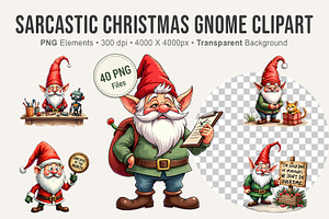Sarcastic Christmas Gnome Clipart, an Illustration by Artnoy