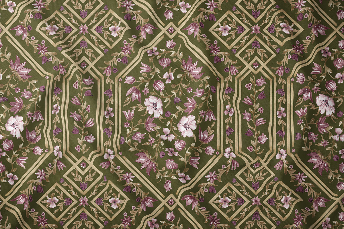 Vintage Floral Trellis Pattern, a Pattern Graphic by SirenaArt (Photo 5 of 17)