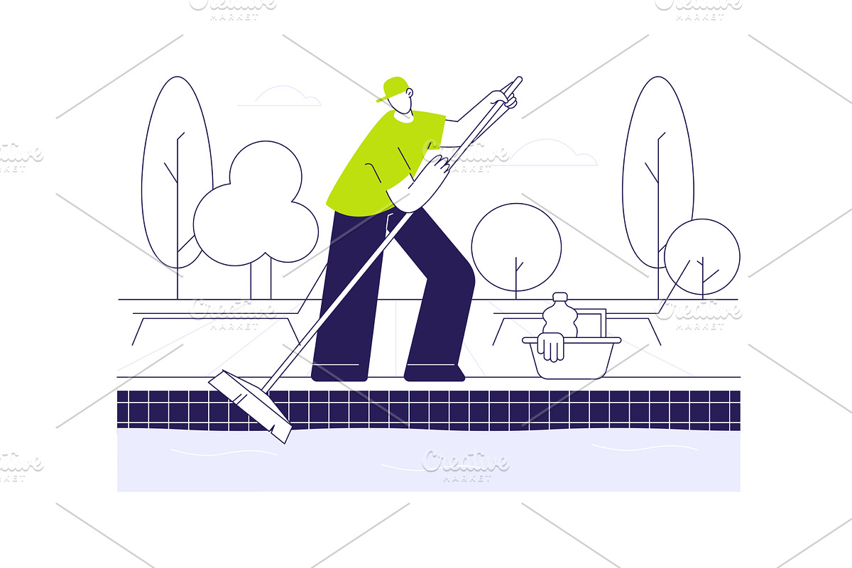 Pool maintenance abstract concept, a Finance Illustration by Visual Generation