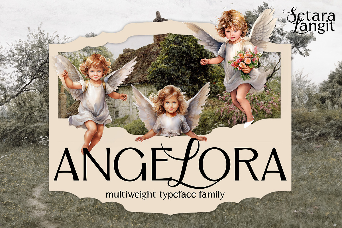 Angelora Typeface, a Sans Serif Font by Setara Langit CreativeStd (Photo 1 of 17)