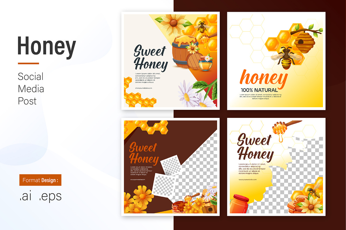 Honey Social Media Post Design, a Social Media Template by shin_std