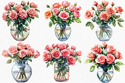 Watercolor Flower Jar Clipart Bundle, an Illustration by Canvas Craft (Thumbnail 3 of 8)