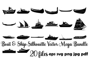 Boat Ship Silhouette Vector Mega, an Object Illustration by Designer_Momina