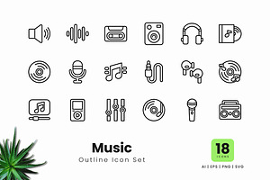 Music Outline Icons, an Outline Icon by Zeer Graphic