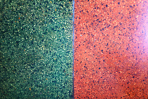 Separated green and orange concrete