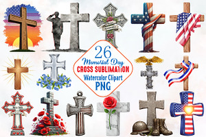 Memorial Day Cross Sublimation Png, an Illustration by RobertsArt