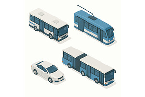 public and private transport vector, a Transportation Illustration by AlexArt