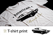 T-Shirt Print Muscle Car Vector, a Sport Illustration by Plaid4You (Thumbnail 1 of 8)