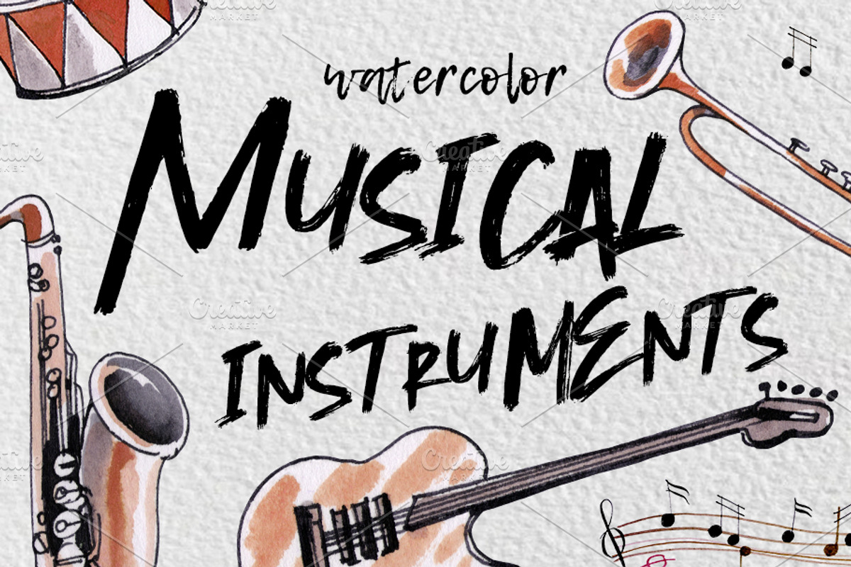 Musical instruments set, an Illustration by MiraBell (Photo 1 of 6)