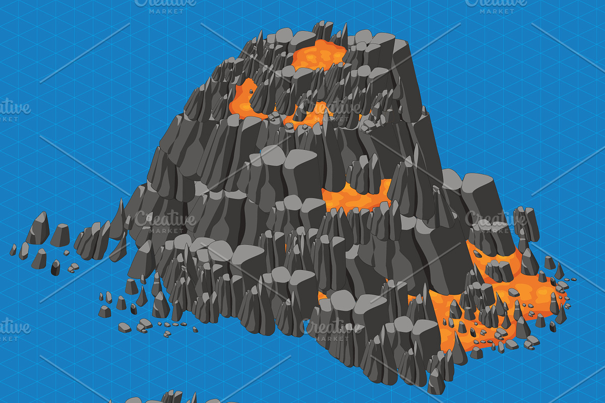 Volcano Isometric Elements, an Illustration by quicky (Photo 2 of 2)