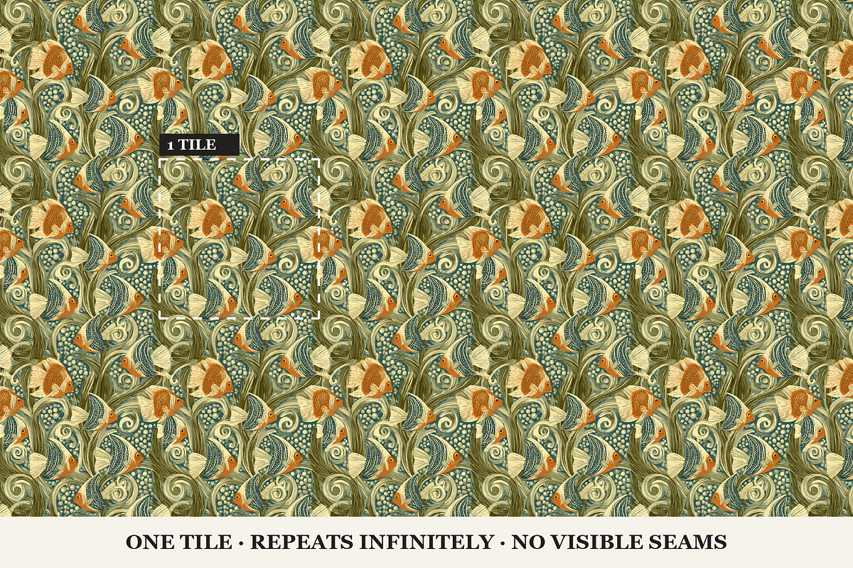 Retro Fish Seamless Patterns, a Pattern Graphic by Inknfolly (Photo 2 of 4)