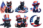 4th of July Patriotic Black Cat Clip, an Illustration by Sublimation Artist (Thumbnail 2 of 6)