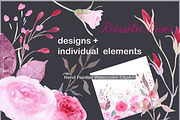 Watercolor Clipart Romantic Roses, a Decorative Illustration by AqwaColor (Thumbnail 1 of 5)
