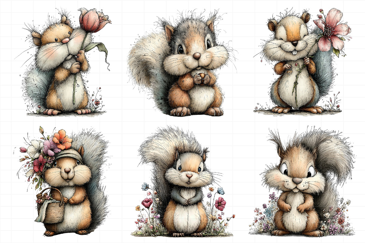 Watercolor Spring Squirrel Clipart, an Illustration by Daily.Designs (Photo 3 of 8)