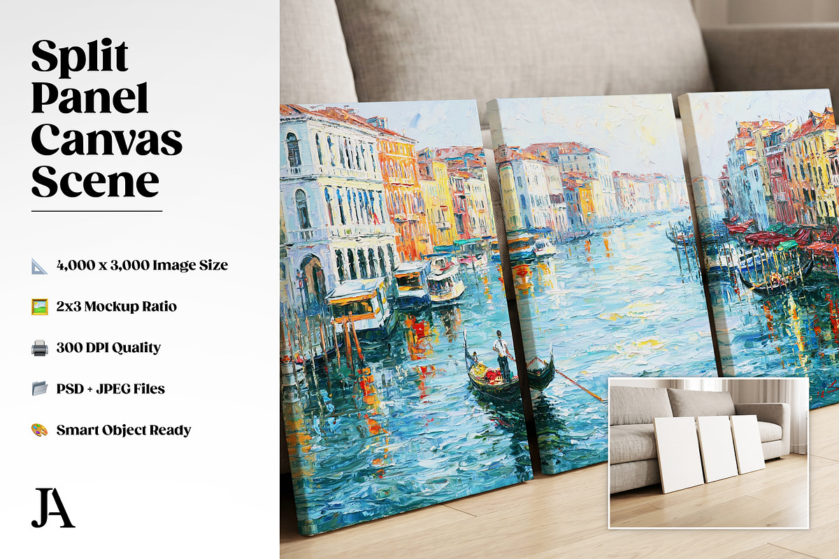 Split Panel Canvas 2x3 PSD Mockup, a Household Mockup by Julian Adams (Photo 2 of 3)