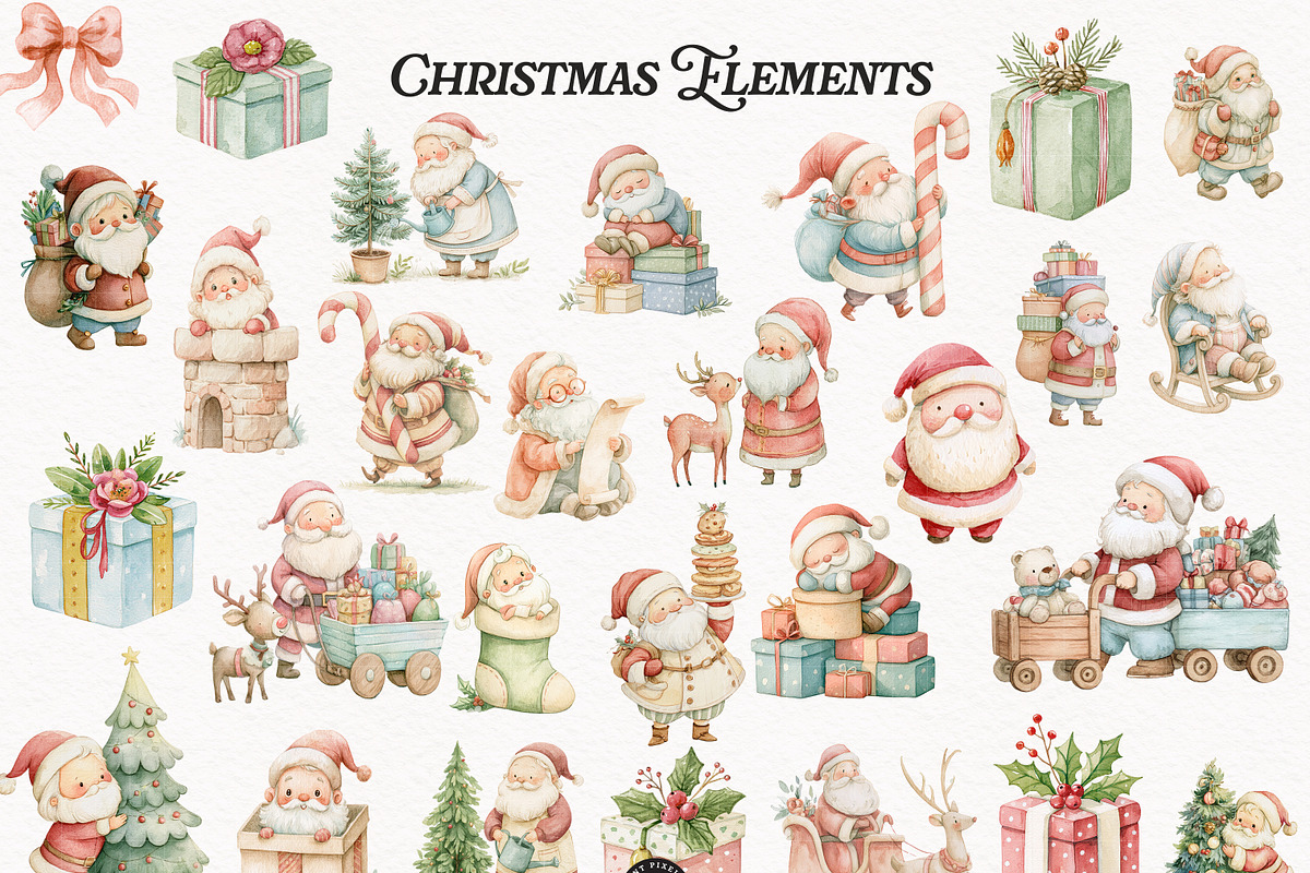 Vintage Christmas Atelier Clipart, an Animal Illustration by PaintPixelCo (Photo 4 of 16)