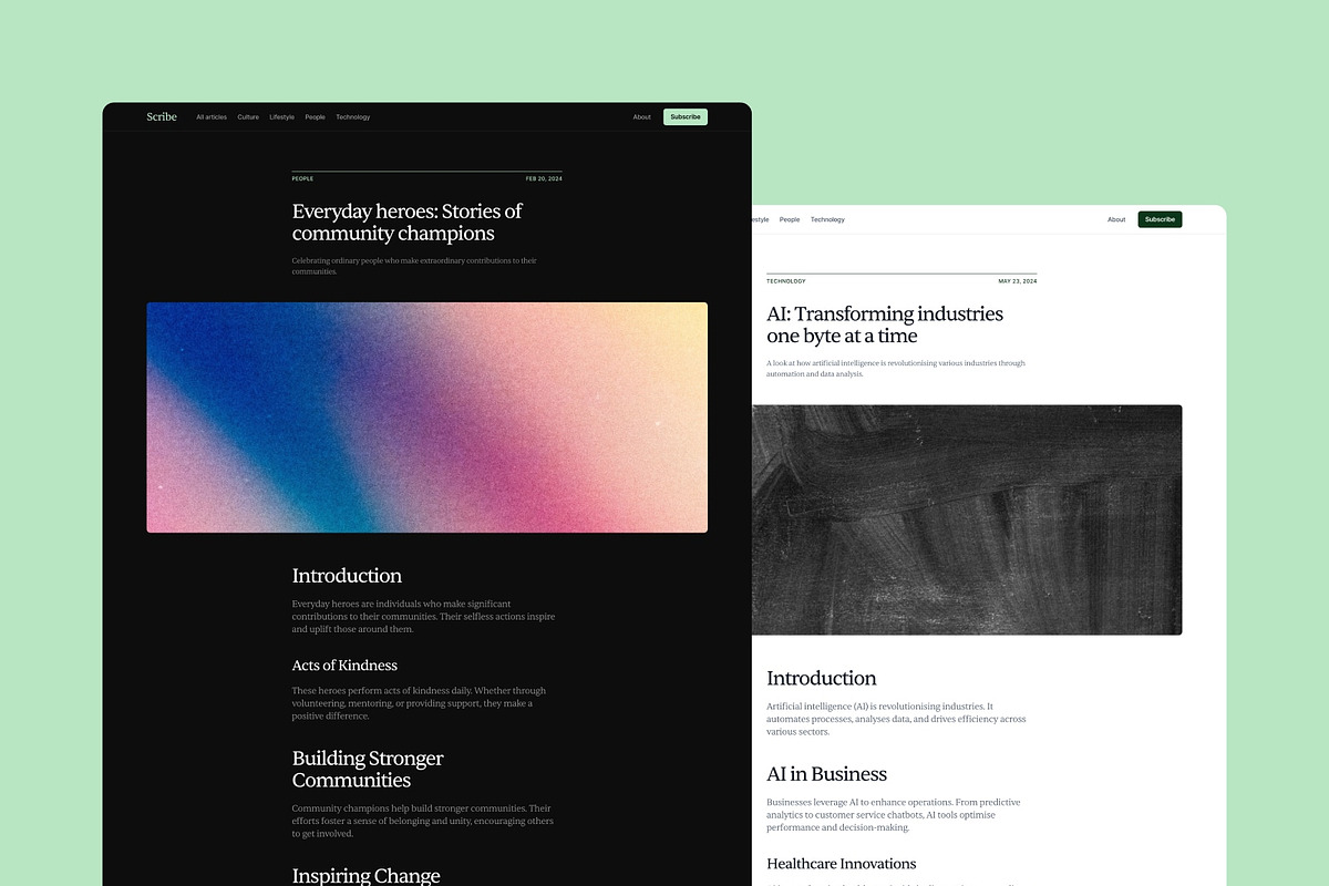 Scribe Blog Template · Framer, a Landing Page Template by Bryn Taylor (Photo 5 of 5)