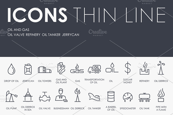 Oil And Gas Thinline Icon
