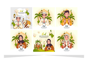 Eid Mubarak Illustration Set, an Object Illustration by shin_std