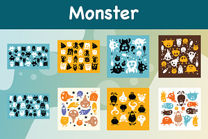 Halloween monster set bundle, a Seasonal Illustration by foxndeer