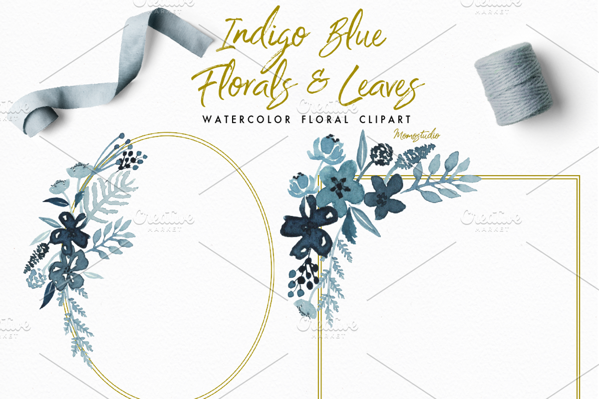 Indigo Blue Florals and Leaves, an Illustration by Momo Studio (Photo 5 of 8)