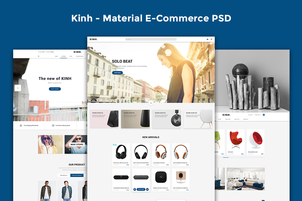 Kinh - Material E-Commerce PSD, a Websites & App Template by No.13