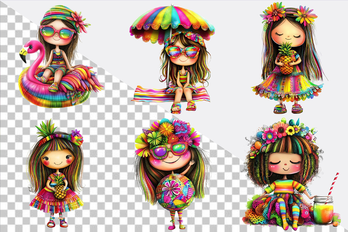Cute Summer Girls Clipart Bundle., an Illustration by SVGArt (Photo 2 of 9)