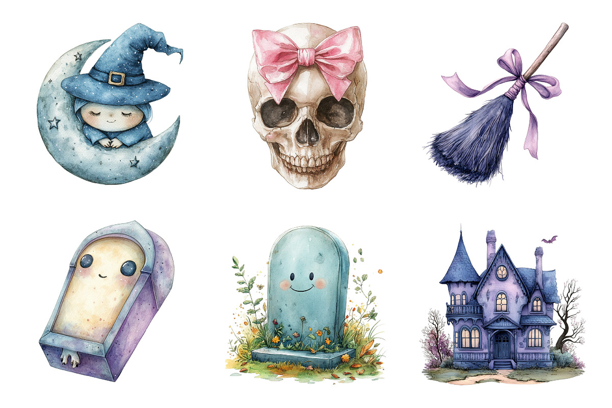 Cute Halloween Clipart Bundle, an Illustration by SinaCreation (Photo 5 of 7)