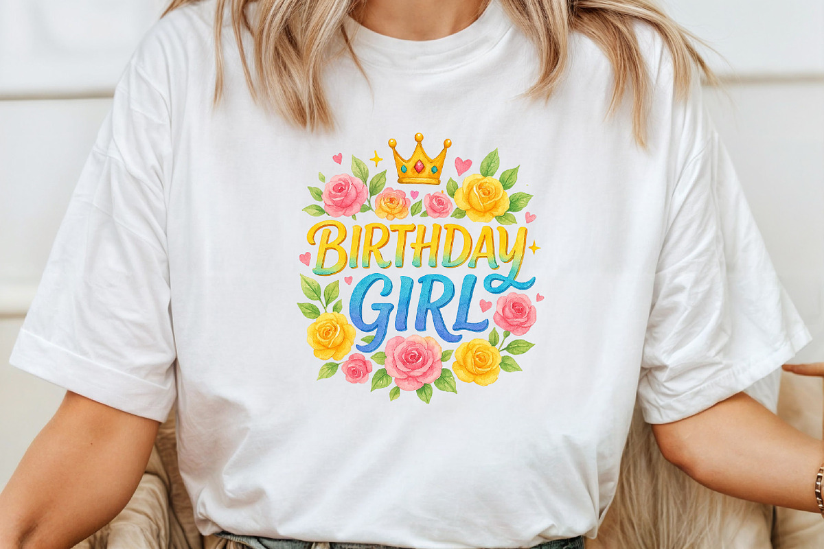 Birthday Girl PNG Floral Birthday PN, an Illustration by DreamArtGraphic (Photo 2 of 4)