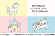 Pastel Unicorn Clipart Set, an Animal Illustration by Lapeticrafter (Thumbnail 3 of 8)