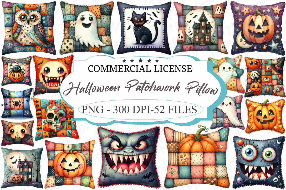 Funny Halloween Patchwork Pillow, an Illustration by designcity5 (Photo 1 of 5)