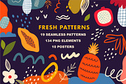 Fresh seamless patterns + posters, a Decorative Illustration by MoleskoStudio (Thumbnail 12 of 21)