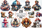 Firefighter Watercolor Cliparts, an Illustration by RobertsArt (Thumbnail 1 of 7)