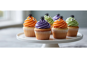 Colorful Halloween Cupcakes with, a Food & Drink Photo by piter.goskov